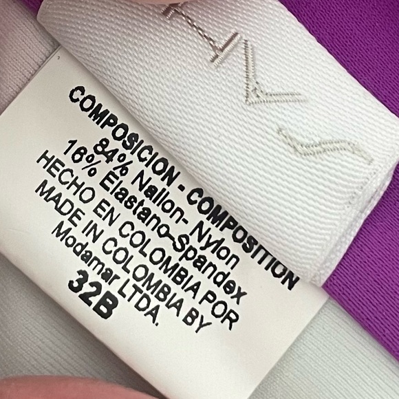 Saha Bikini Swim Set / Bandeau Halter, Ruched Hipster - Turquoise & Purple Print - Picture 11 of 15